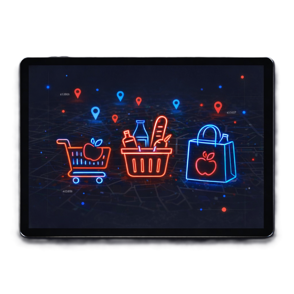 Visualization of Aldi supermarket store locations dataset with map pins for supermarket location data and mapping analysis